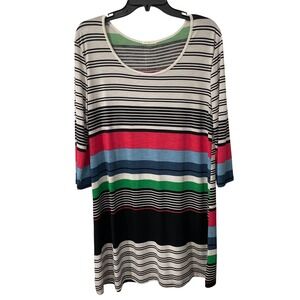Lime & Chili Womens Large Striped Shift Dress Multicolor Back Buttons Maximalist